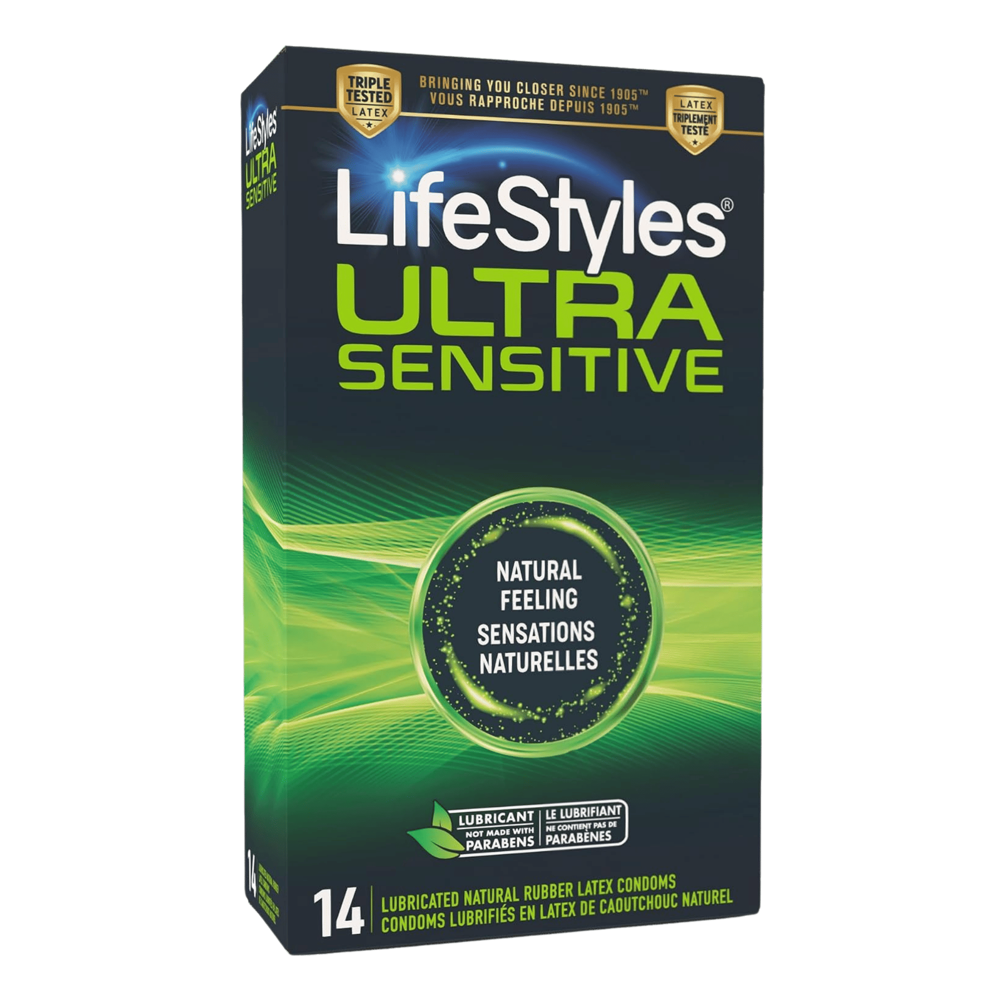 Ultra Sensitive Natural Feeling Lubricated Condoms - Pack of 14 - by Lifestyles