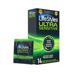 Ultra Sensitive Natural Feeling Lubricated Condoms - Pack of 14 - by Lifestyles