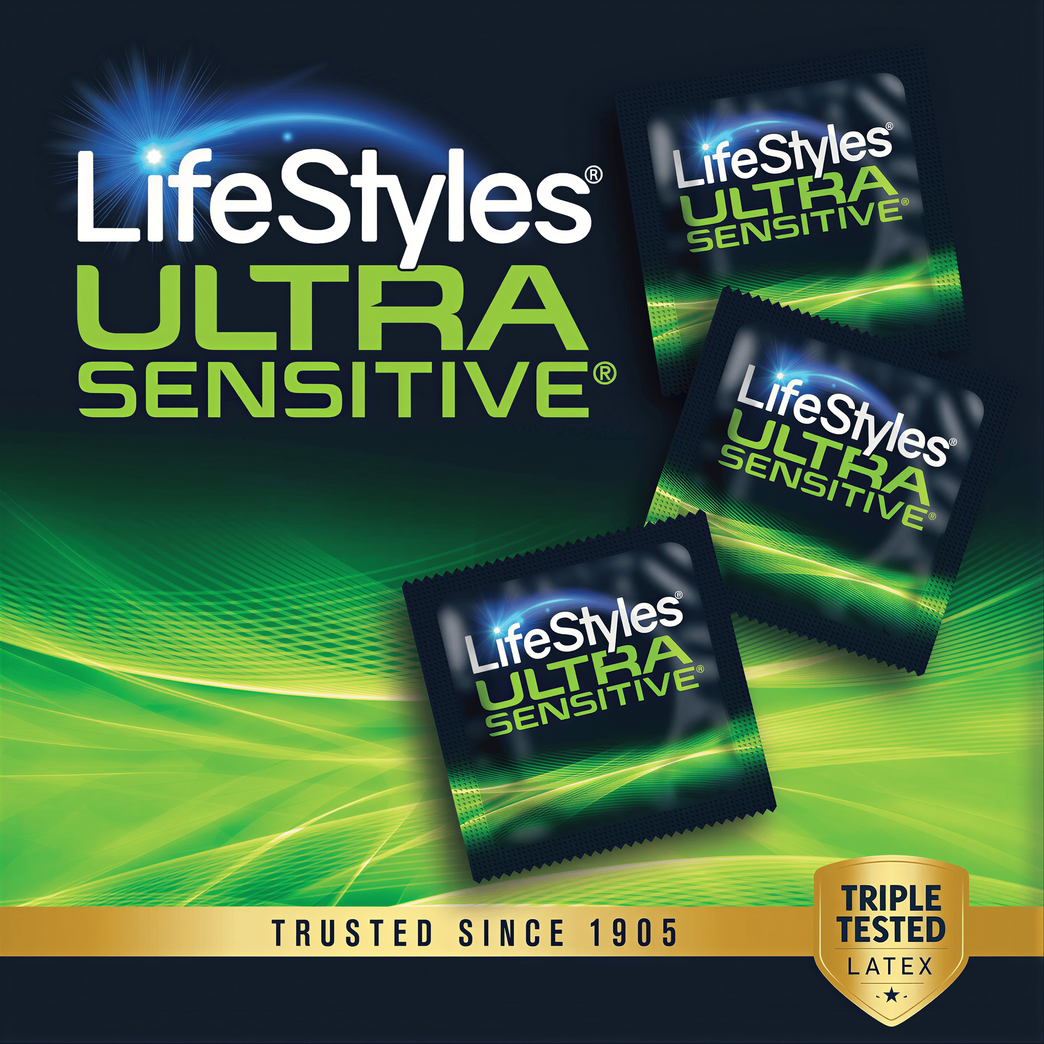 Ultra Sensitive Natural Feeling Lubricated Condoms - Pack of 14 - by Lifestyles