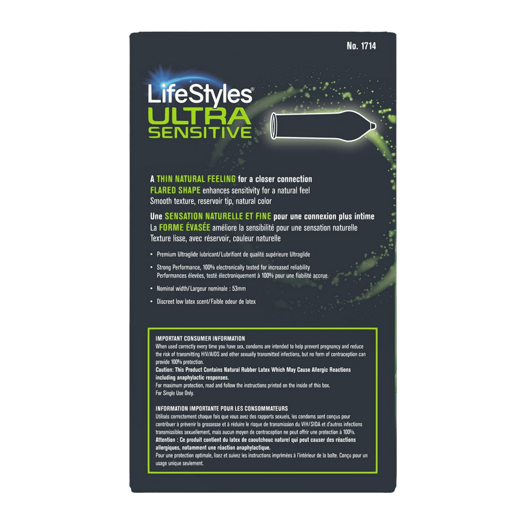 Ultra Sensitive Natural Feeling Lubricated Condoms - Pack of 14 - by Lifestyles