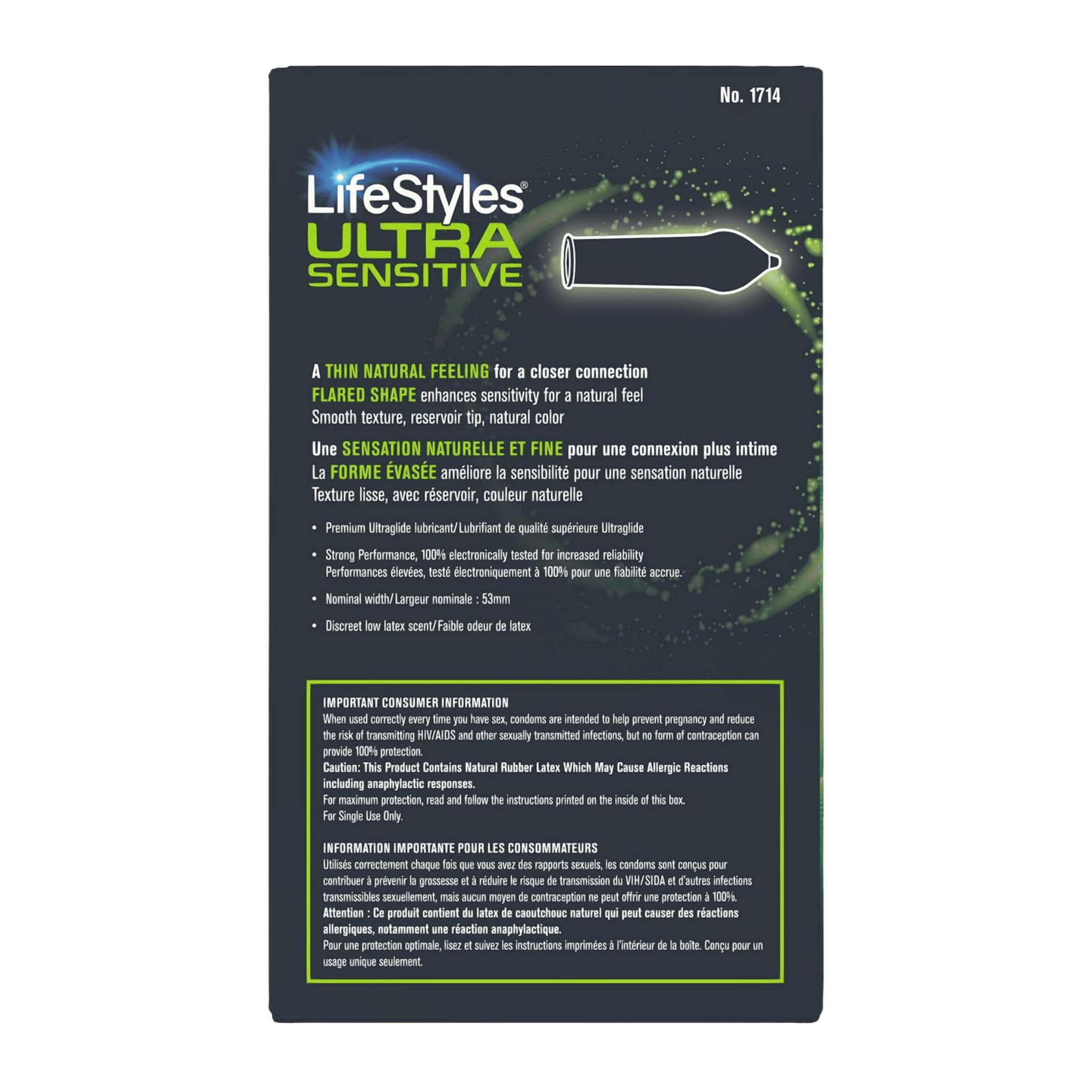 Ultra Sensitive Natural Feeling Lubricated Condoms - Pack of 14 - by Lifestyles