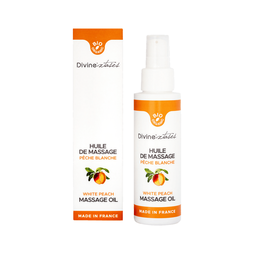 Huile de massage bio Pêche Blanche 100ml par Divinextases