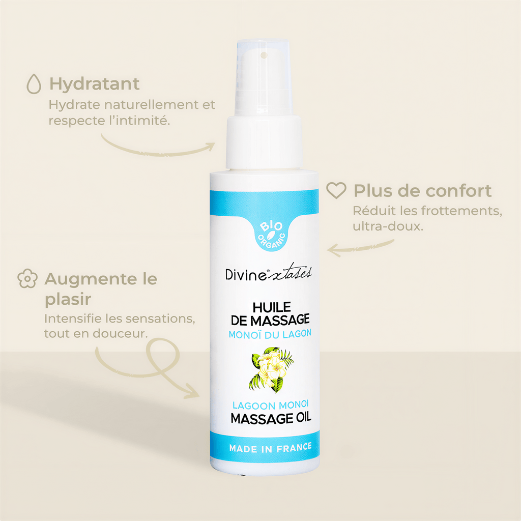 Huile de massage bio Monoï du Lagon 100ml par Divinextases