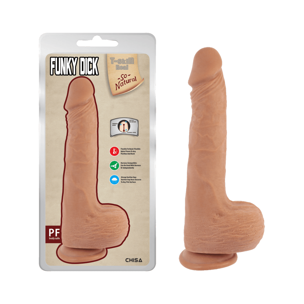 Dildo réaliste de 10 pouces avec testicules Funky Dick par Chisa