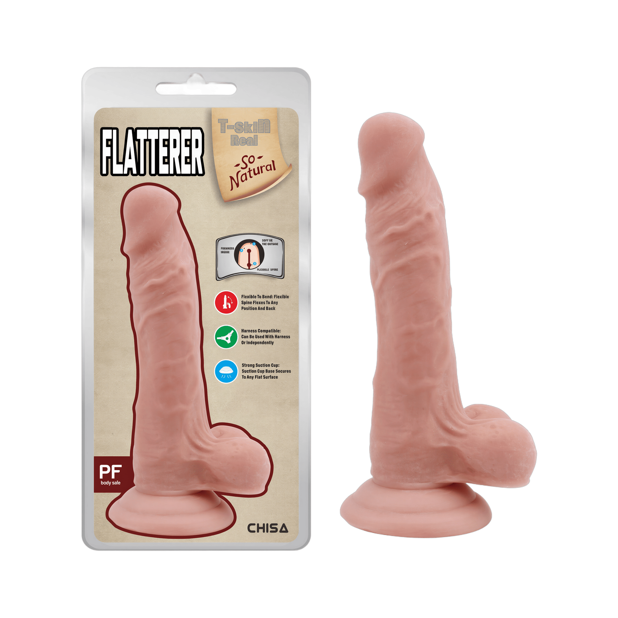 Dildo réaliste de 7,3 pouces avec testicules The Flatterer par Chisa