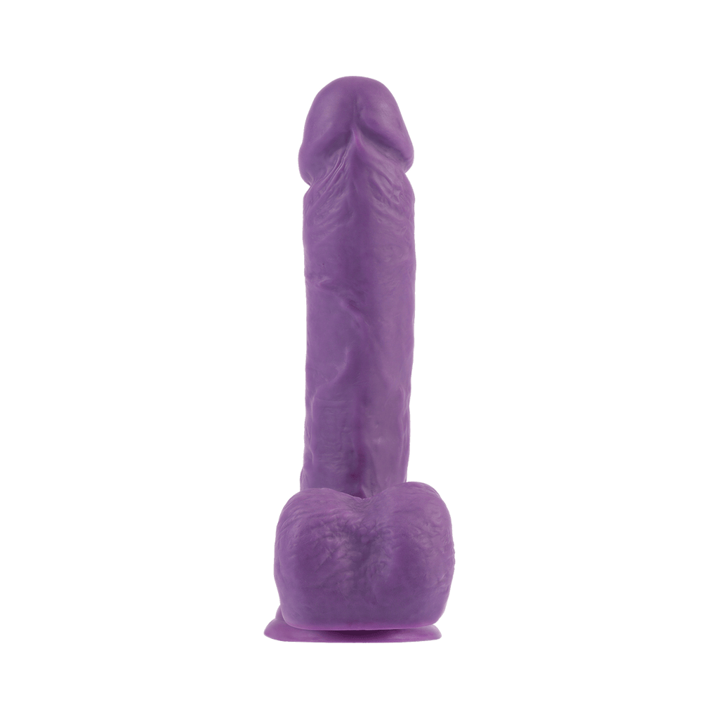 Dildo Dual Density 8.2 pouces avec testicules mauve par Chisa