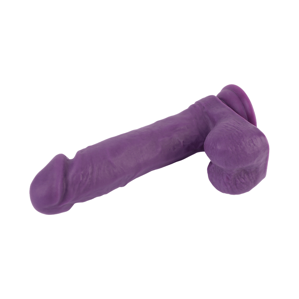 Dildo Dual Density 8.2 pouces avec testicules mauve par Chisa