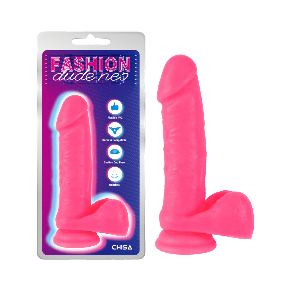 Dildo Dual Density 7.6 pouces ravec testicules rose par Chisa