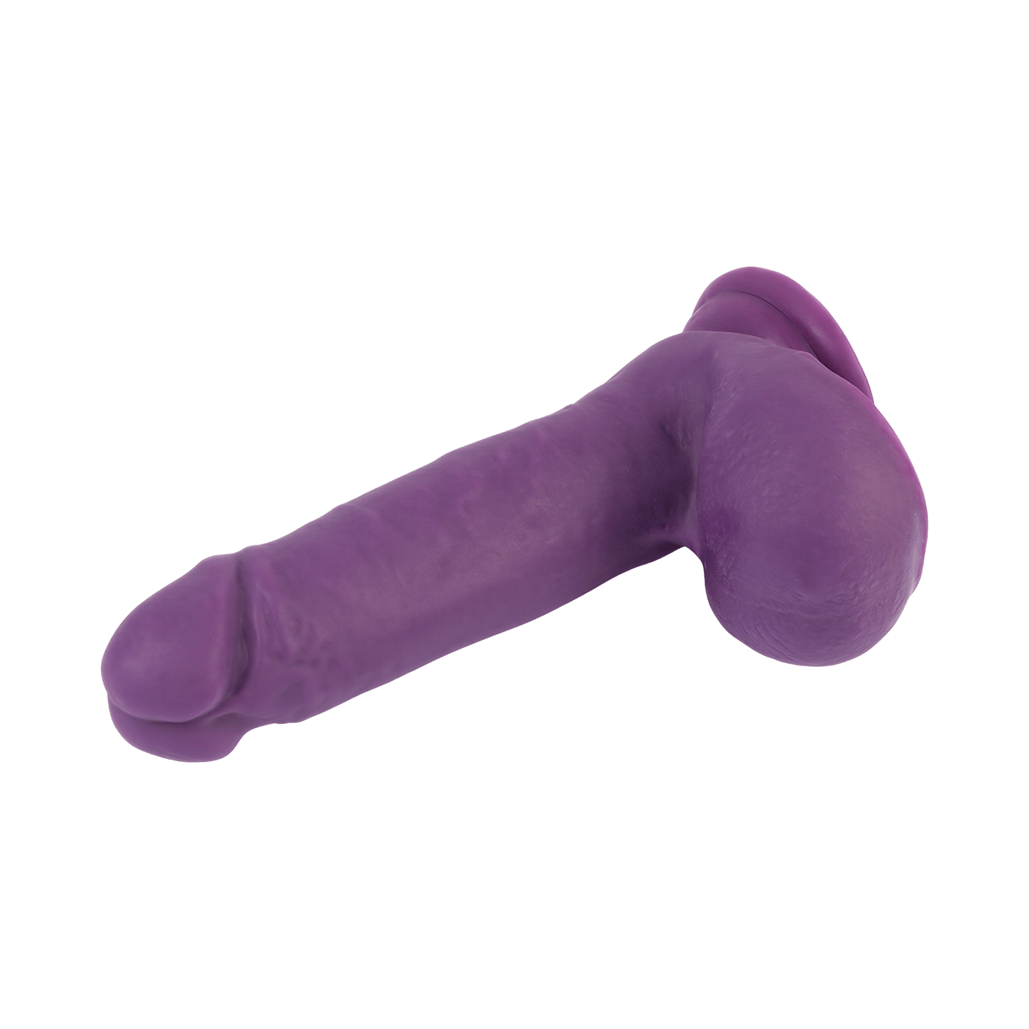 Dildo Dual Density 7 pouces avec testicules mauve par Chisa