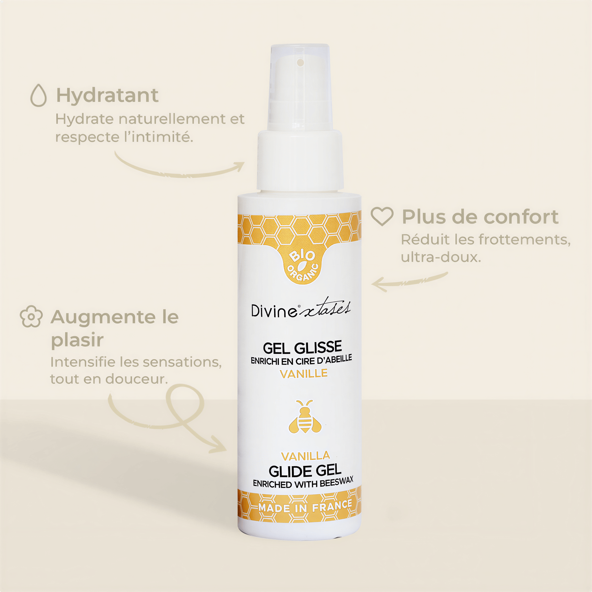 Lubrifiant Gel Glisse Vanille Bio 100ml par Divinextases