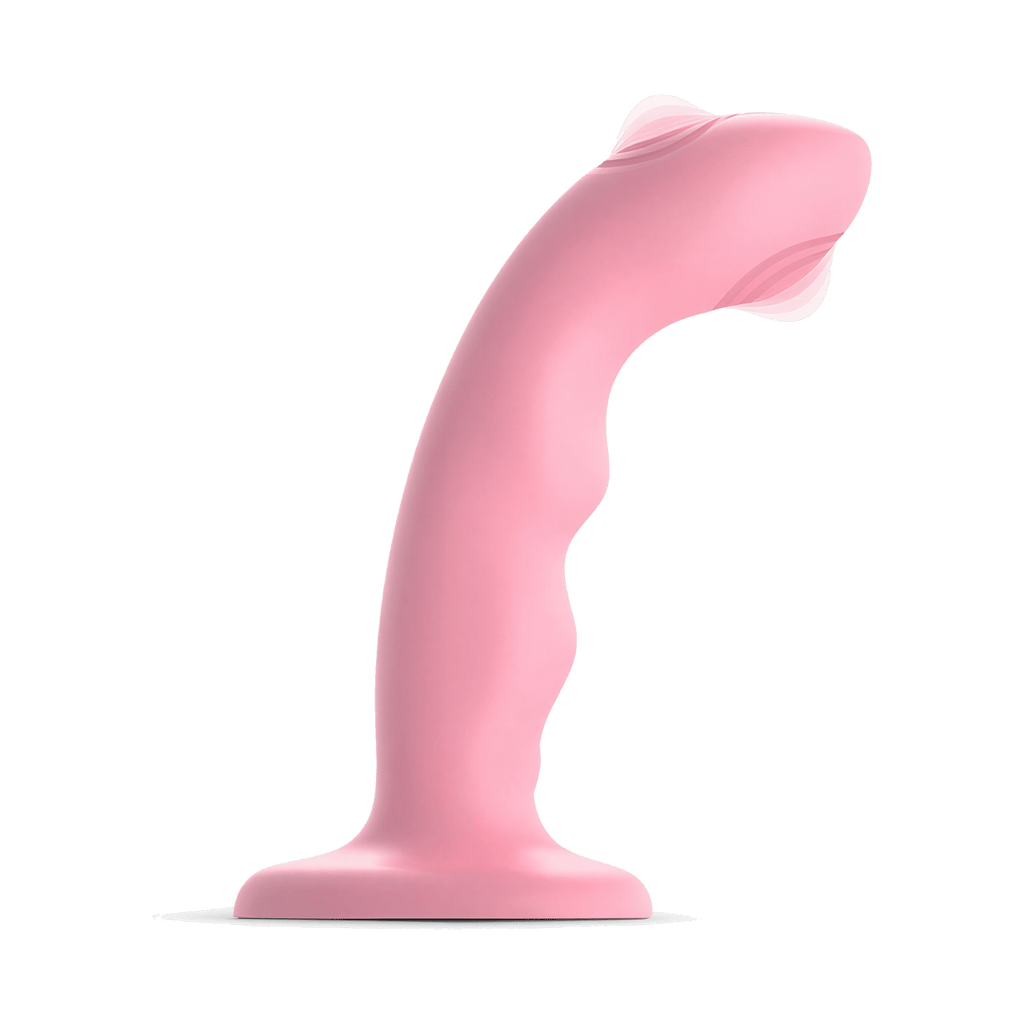 Dildo rose vibrant à double tapotement par Strap-On-Me