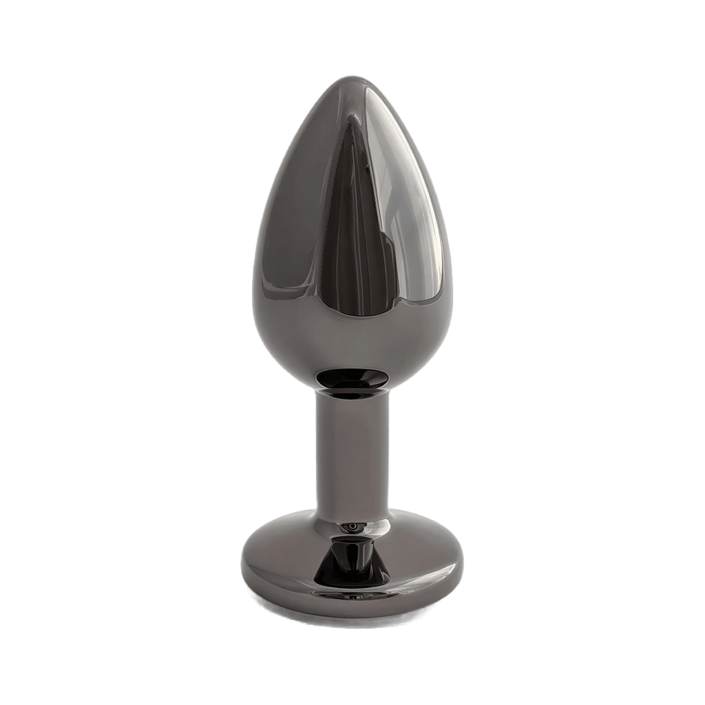 Manchon Anal Classique en Métal Noir avec Bijou Rose - Petit par XBLISS