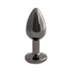 Manchon Anal Classique en Métal Noir avec Bijou Rose - Petit par XBLISS