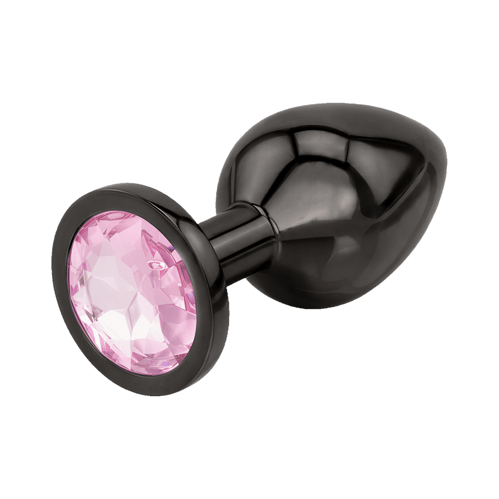 Manchon Anal Classique en Métal Noir avec Bijou Rose - Petit par XBLISS