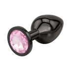Manchon Anal Classique en Métal Noir avec Bijou Rose - Petit par XBLISS