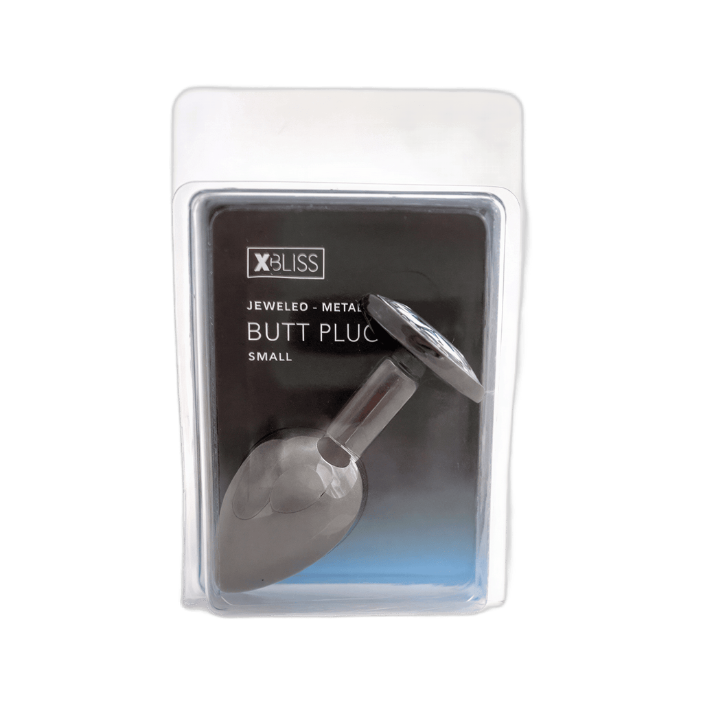 Manchon Anal Classique en Métal Noir avec Bijou Rose - Petit par XBLISS