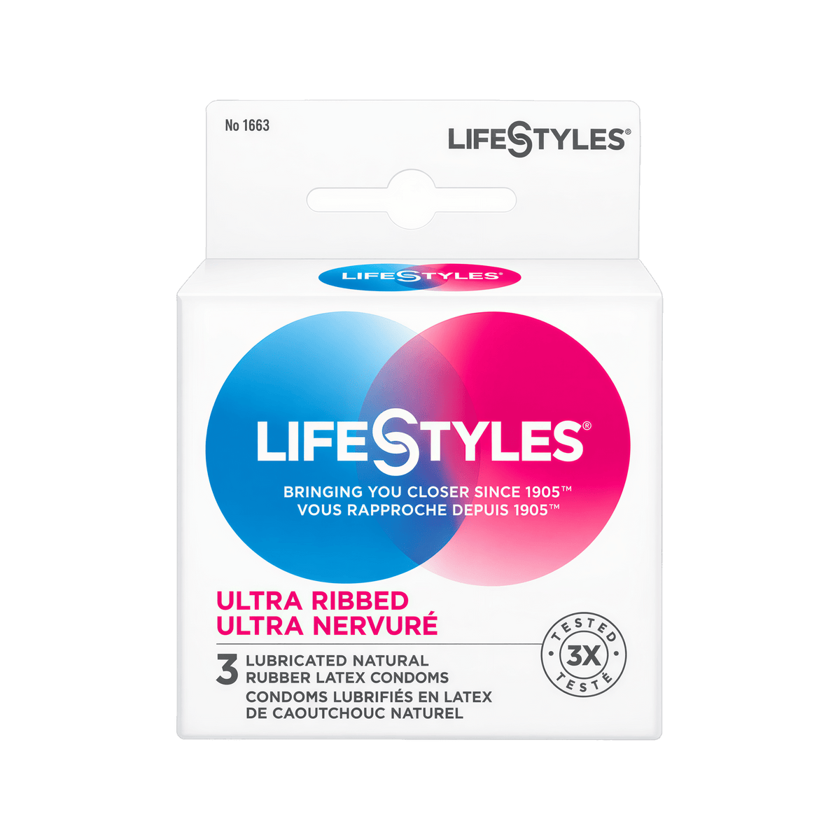 Condoms de latex LifeStyles Ultra Nervurés - Paquet de 3