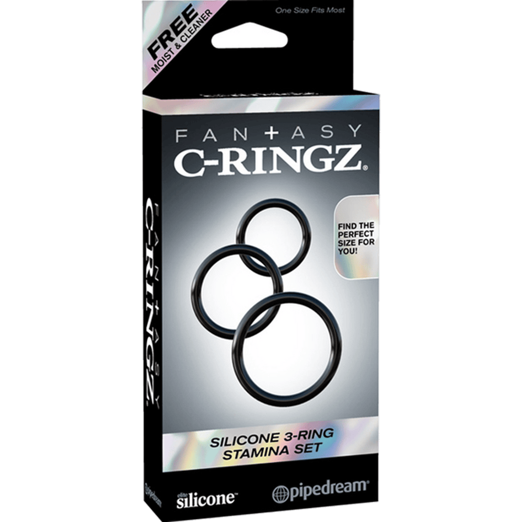 Samina Rong C-Ringz Silicone 3-Ring Stamina Set Noir - Eros Et Compagnie