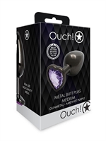 6. Boutique érotique, Manchon anal moyen en aluminum noir avec bijou en forme de coeur par Ouch