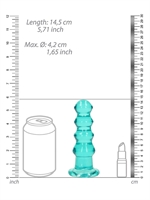 3. Boutique érotique, Dildo translucide turquoise courbé 5.5 pouces avec base ventouse par Shots