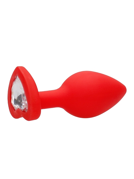 Manchon anal en silicone rouge avec base en forme de coeur par Ouch