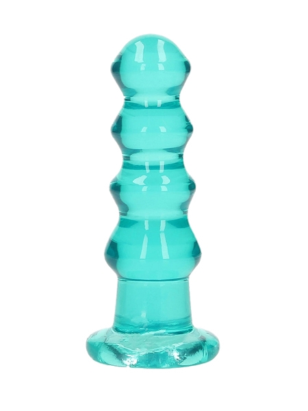 Dildo translucide turquoise courbé 5.5 pouces avec base ventouse par Shots